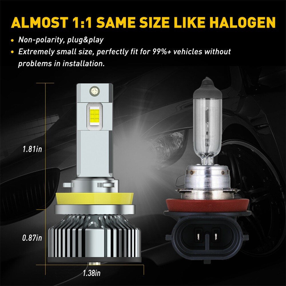 Auxito Combo H11 9005 LED Bulbs for Ford F-150 2015-2021 High Low Beam Headlight