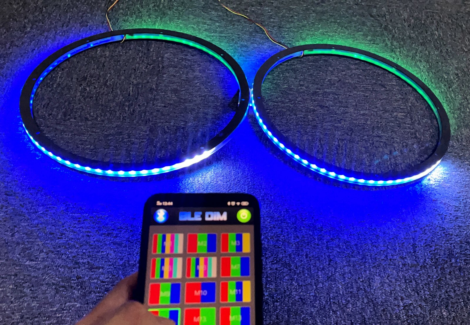JHB 6.5″ x2PCS SET Remote Bluetooth CHASING Flow LEDs Audio Speaker Rings Lights