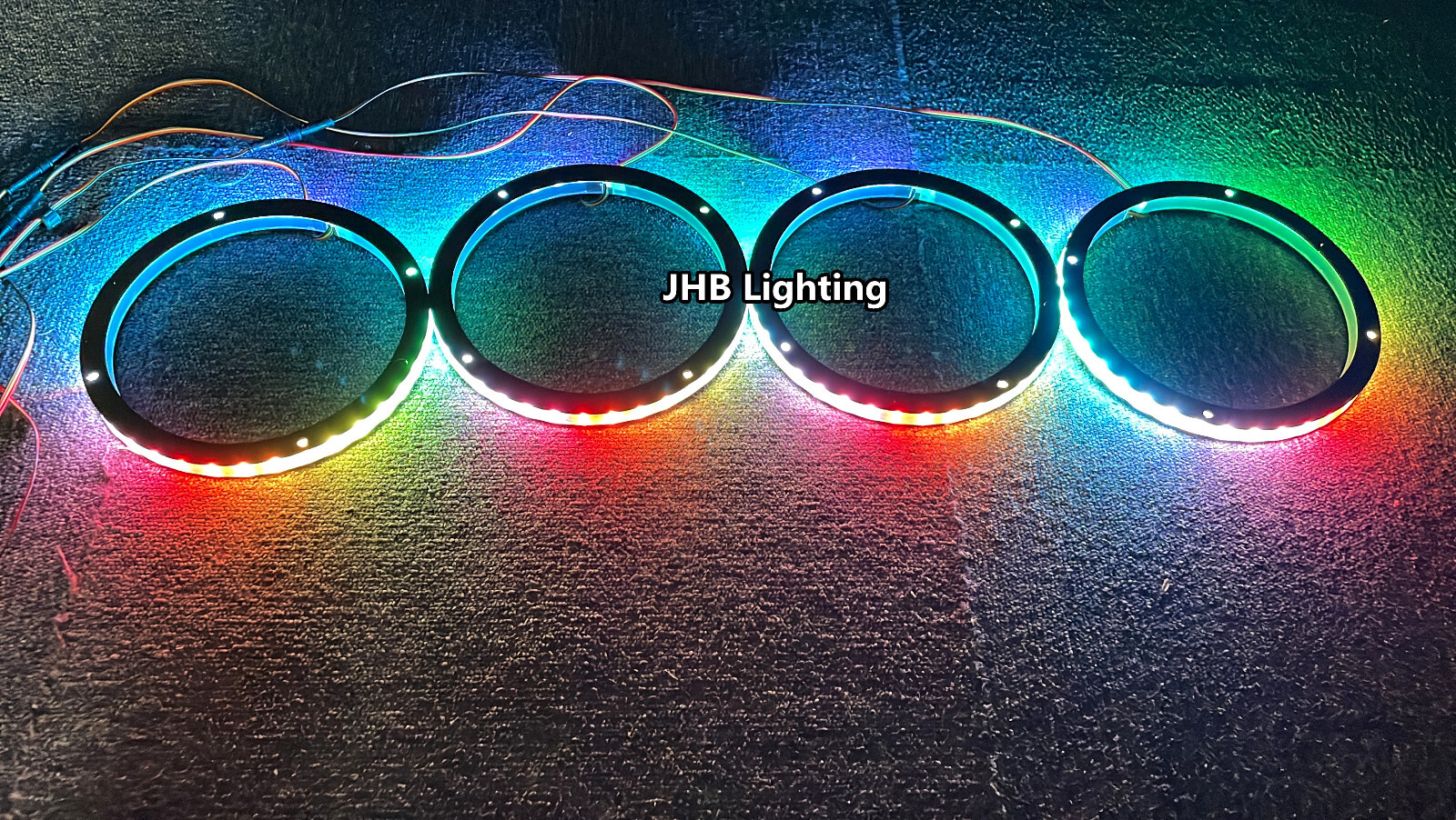 JHB 4PCS 8″ Chasing Flow LED Ring Lights Remote APP Kit for Audio Speaker Subs