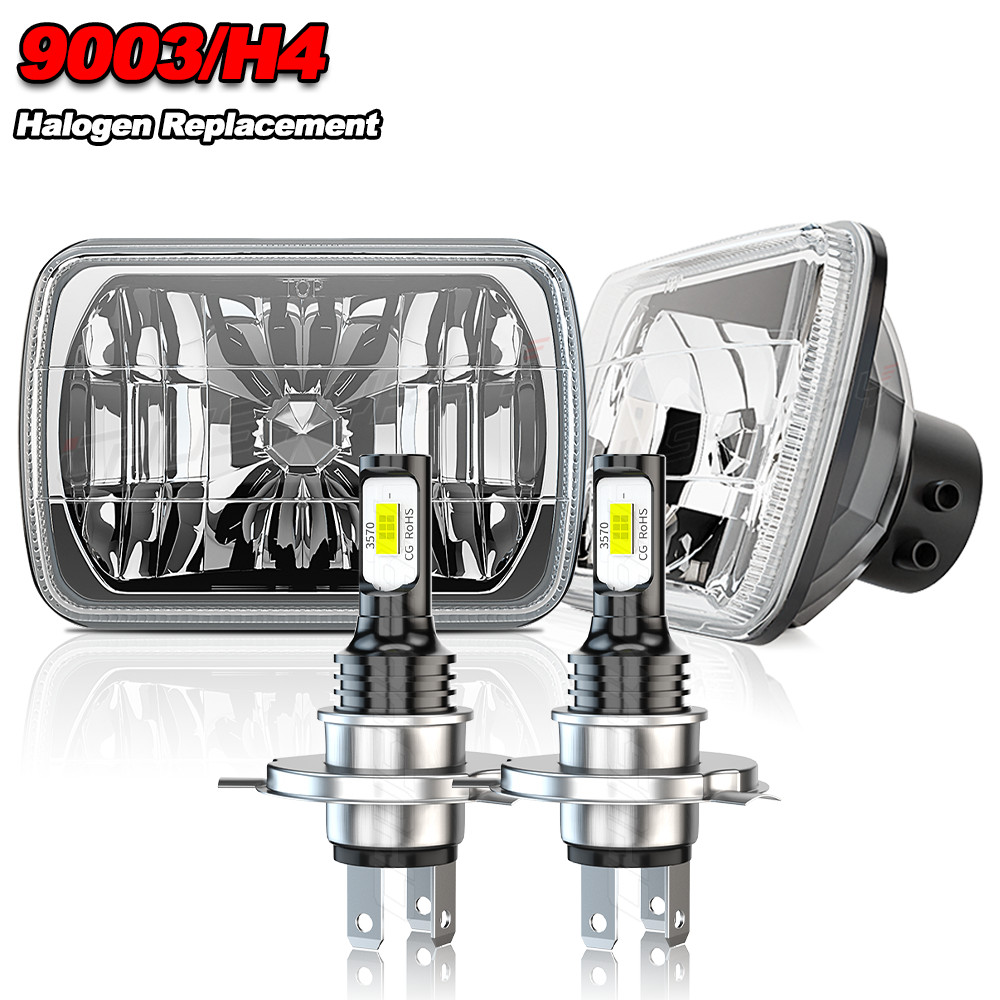 Pair For 82-93 Chevy S10 Blazer GMC S15 7X6″ Projector LED Headlights Hi/Lo Beam