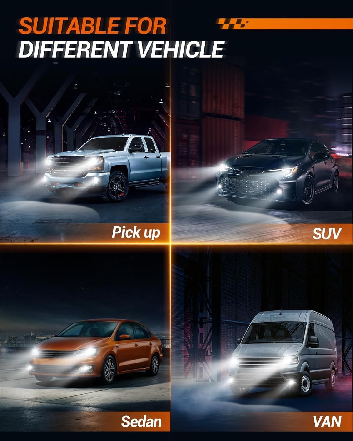 H H8 H6 LED Fog Light Bulbs or DRL, Real 360° illumination Fog Bulbs, 6000K 4…