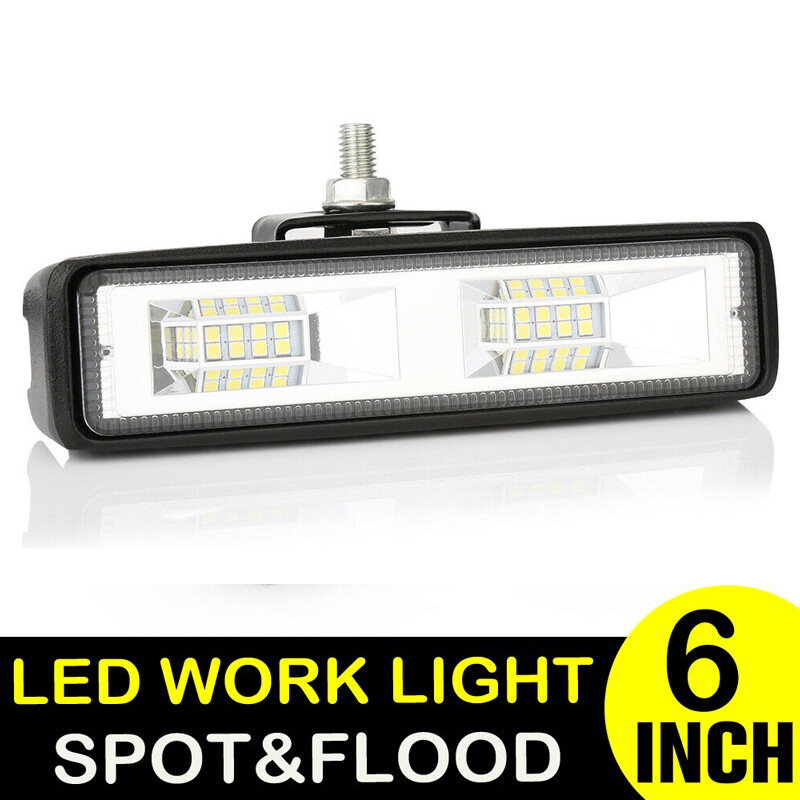 1X 6 inch 16 LED Work Light Flood Beam Bar ATV SUV 4WD Off Road Driving Fog Lamp