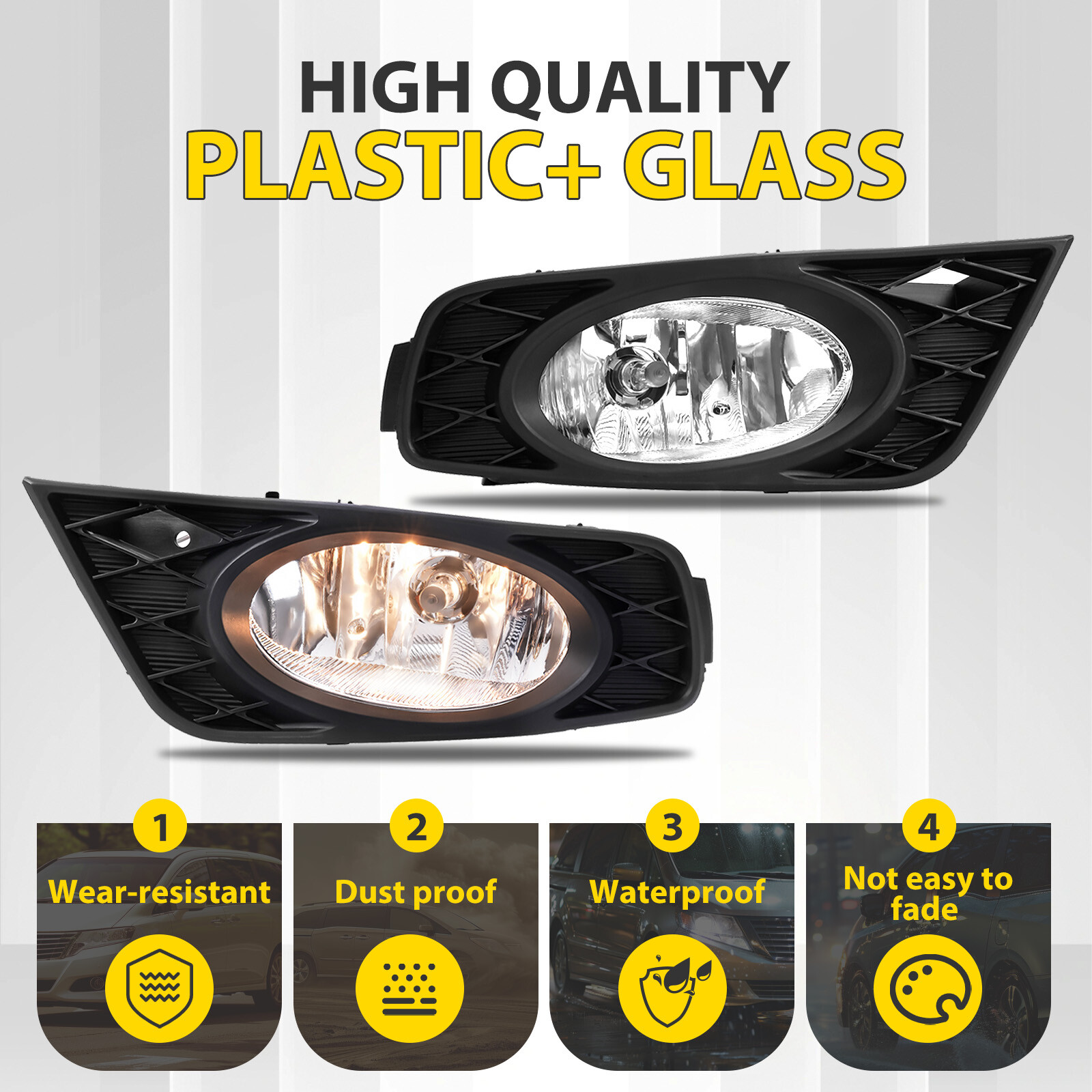 For Honda Odyssey 2008-2010 Bumper Driving Fog Lights Lamp L+R w/Wiring Kit