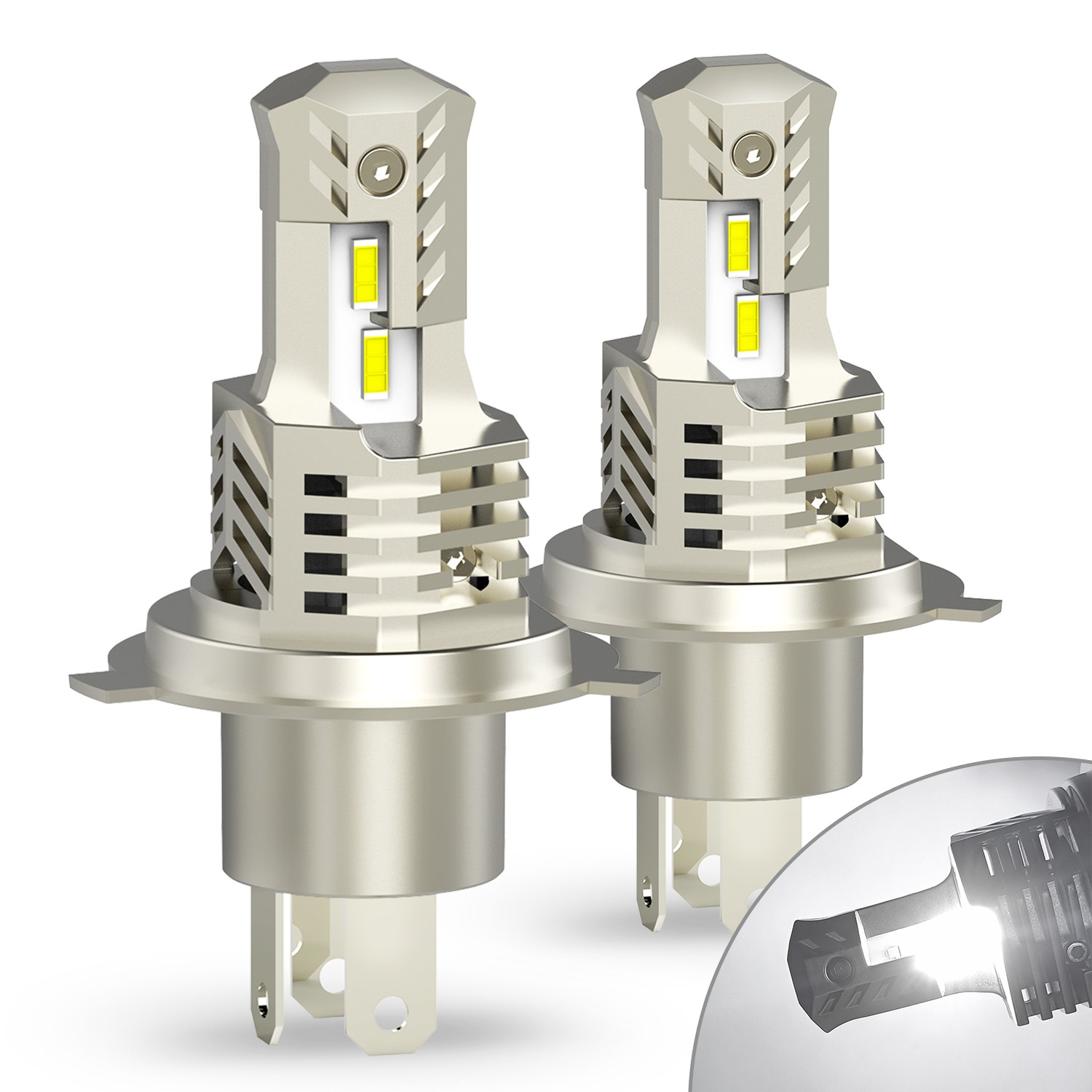 Pair H4 9003 LED Fog Light Bulbs White 6000K Headlamp Daytime Runninng Lamp Kit