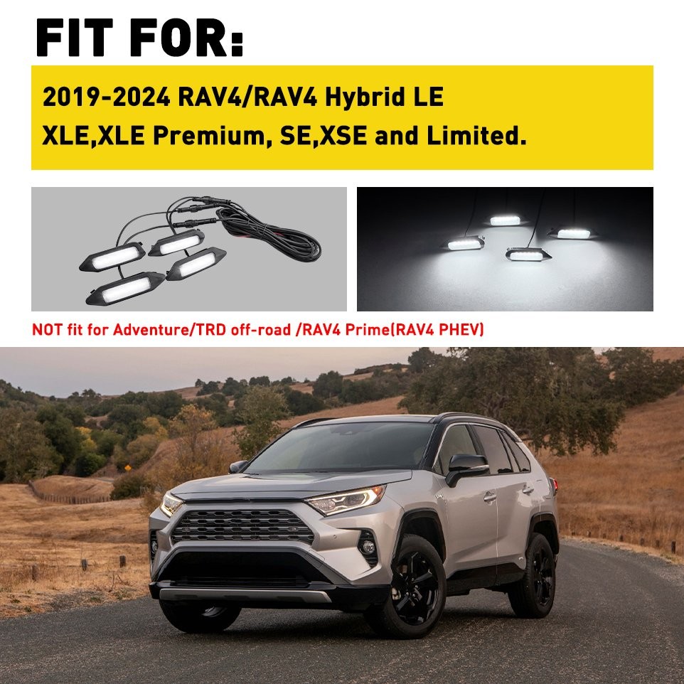 LED Grille Lights White/Amber Smoked Lens For Toyota RAV4 2019-2024 LE SE XLE