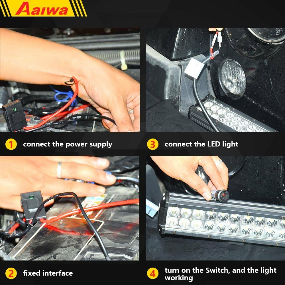 Wiring Harness Kit LED Light Bar 12V 40Amp Relay Fuse ON-Off Switch 2 Lead