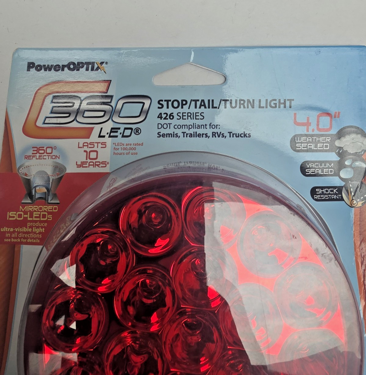 C360 LED 4in S/T/T Light Red, New-Free Shipping