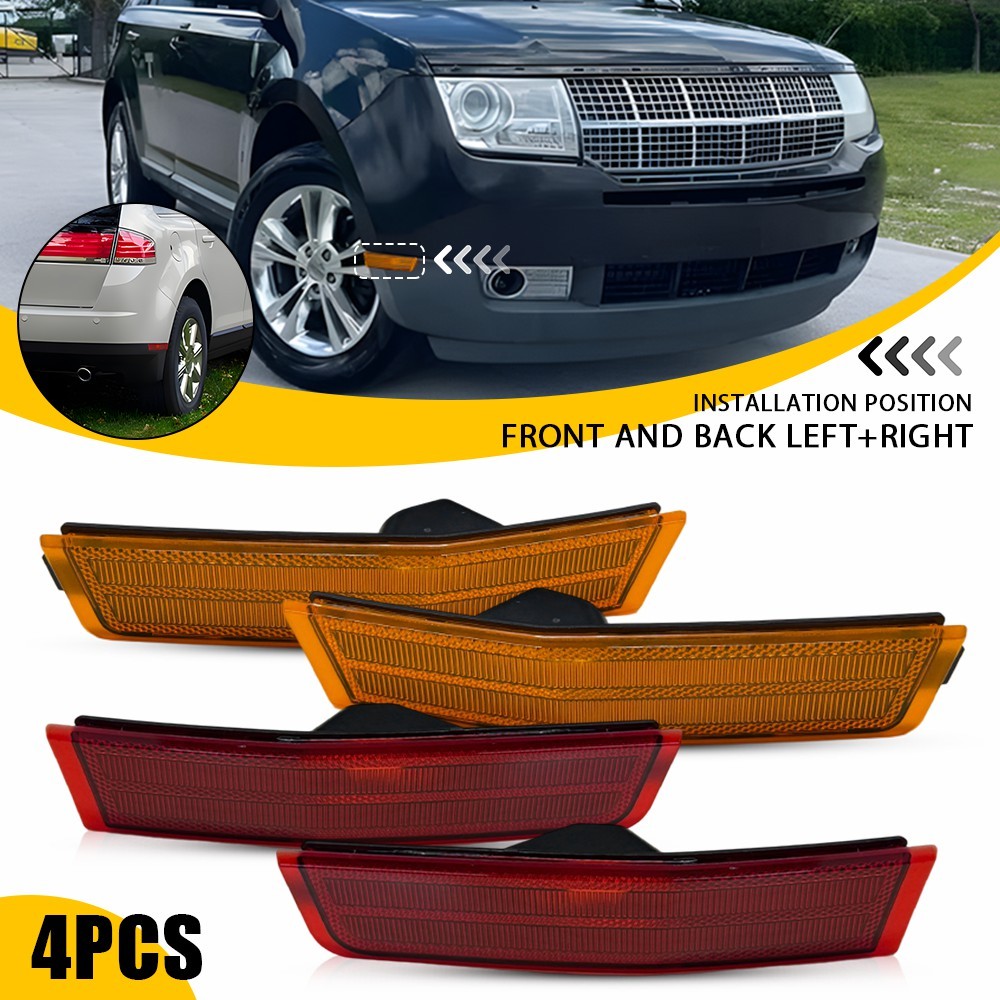 Pair Left Right Amber Front Bumper Side Marker Light For 2007-2010 Lincoln MKX