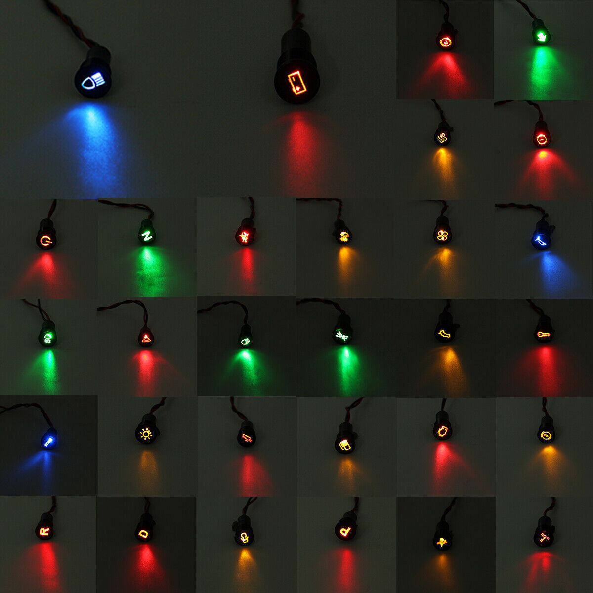 30PC Car Boat 12-36V 12mm LED Indicator Light Dashboard Panel Warning Pilot Lamp