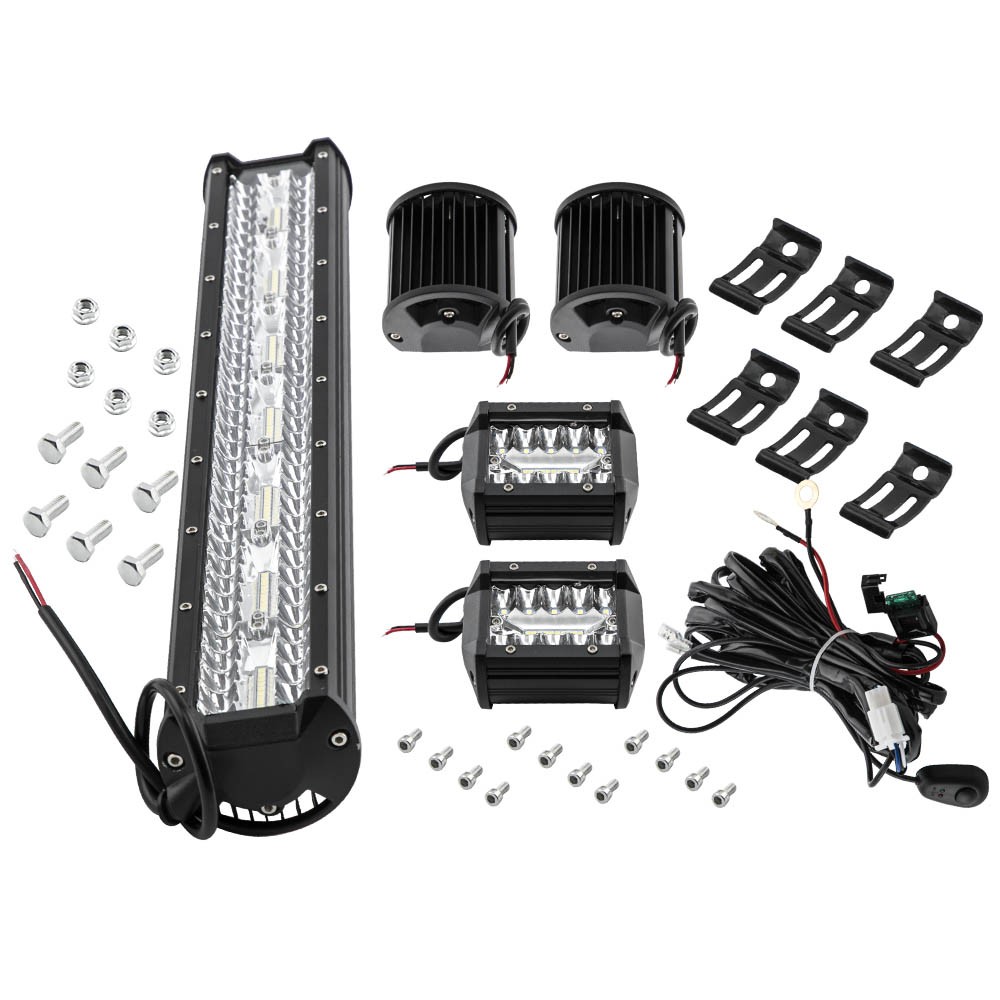 Front Left Right 20“ LED Light Bar + 4“ Combo Beam for Pickup Cab ATV SUV Boat