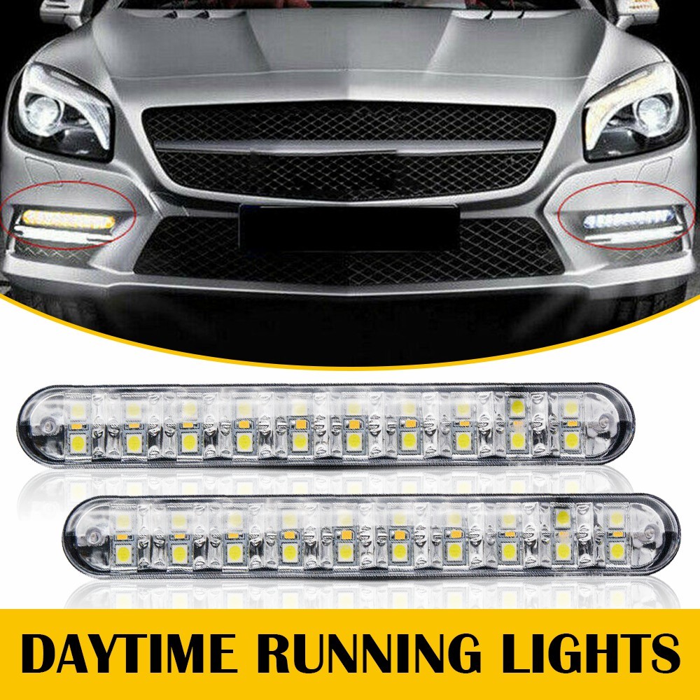 30LED Car Daytime Running Lights White DRL Driving Turn Signal Fog Lamp Amber 2X