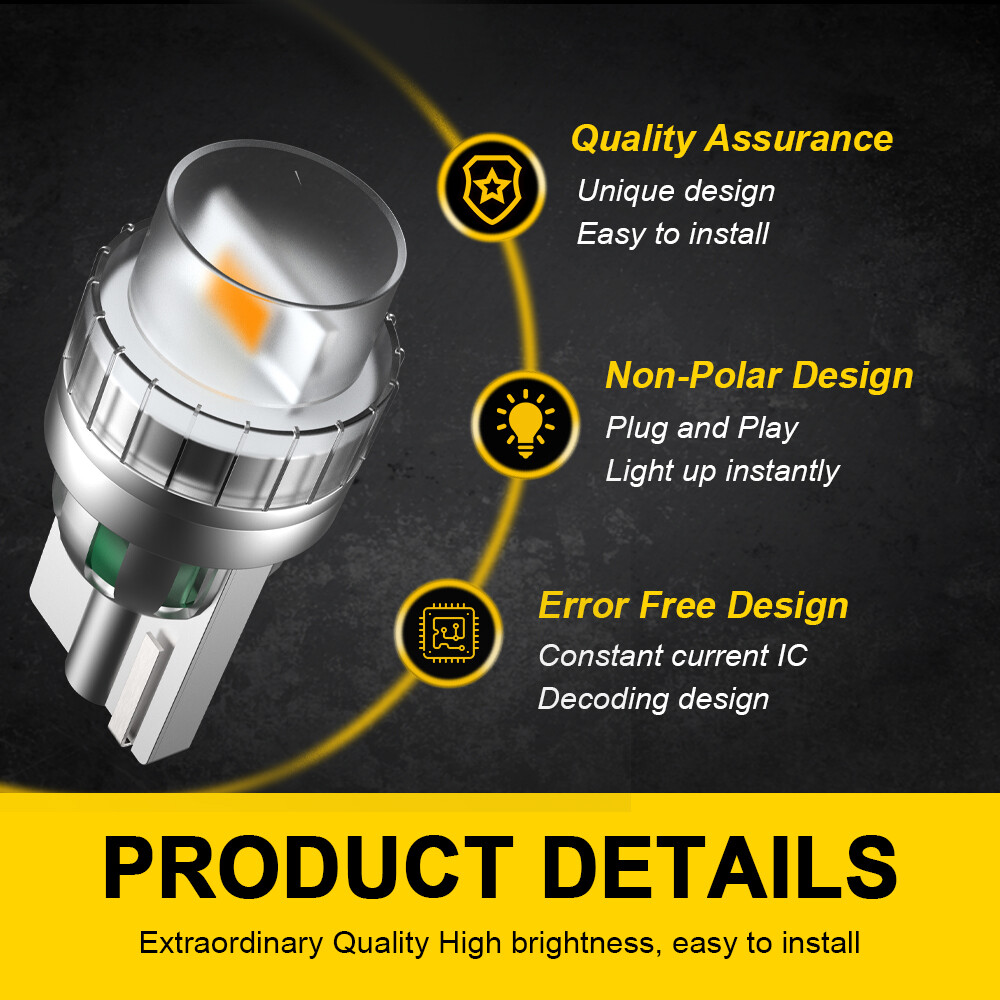 2PCS 168 194 T10 Amber LED Side Marker Light Bulbs For Toyota Camry 2002-2024