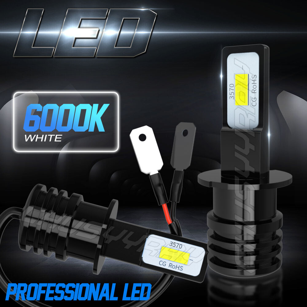 2X Upgrade H3 LED Headlight Fog Light Bulbs Kit Hi/Low Beam 100W 6000K 12V White