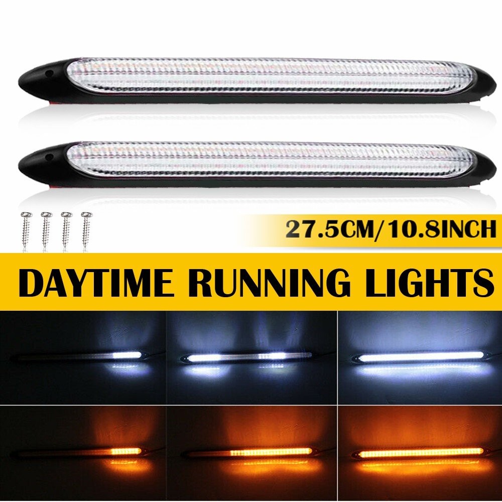 11 Sequential DRL LED Headlight Strip Light Daytime Running Signal Lamp 2pcs