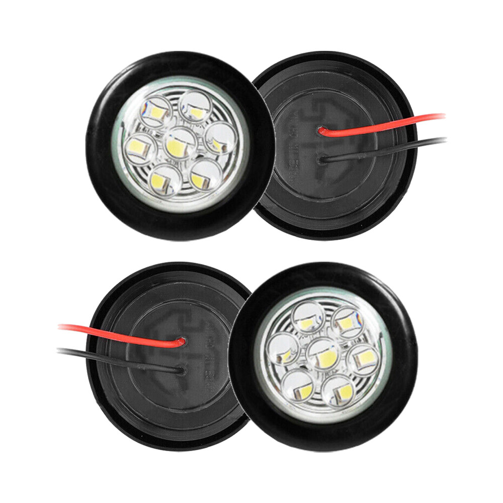 4Pc 2″ White Side Marker Light Indicator Clearance Light Trailer Truck Tail Lamp