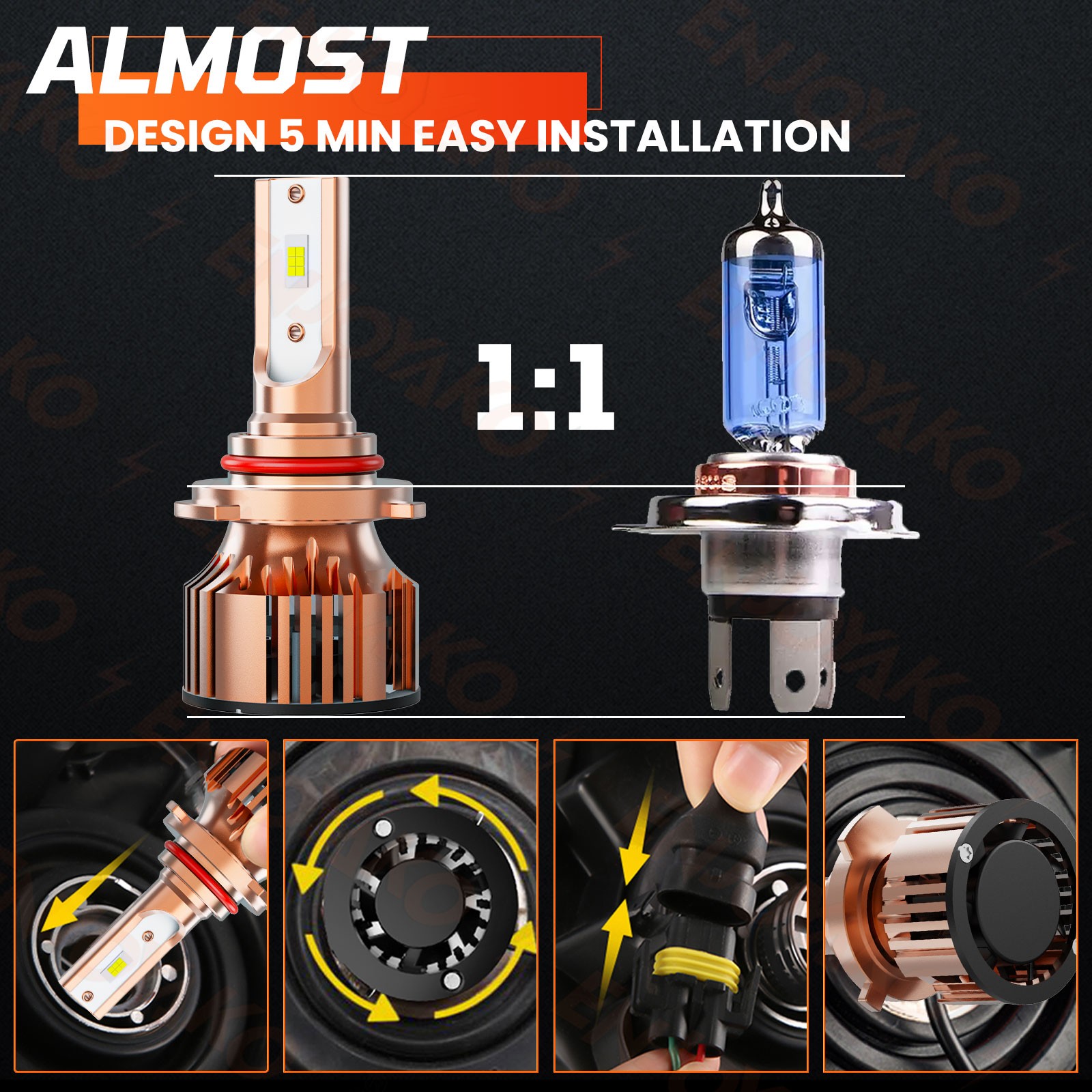 For GMC Sierra 1500 2007-2013 LED Headlight Kit High/Low Beam Fog Light Bulbs