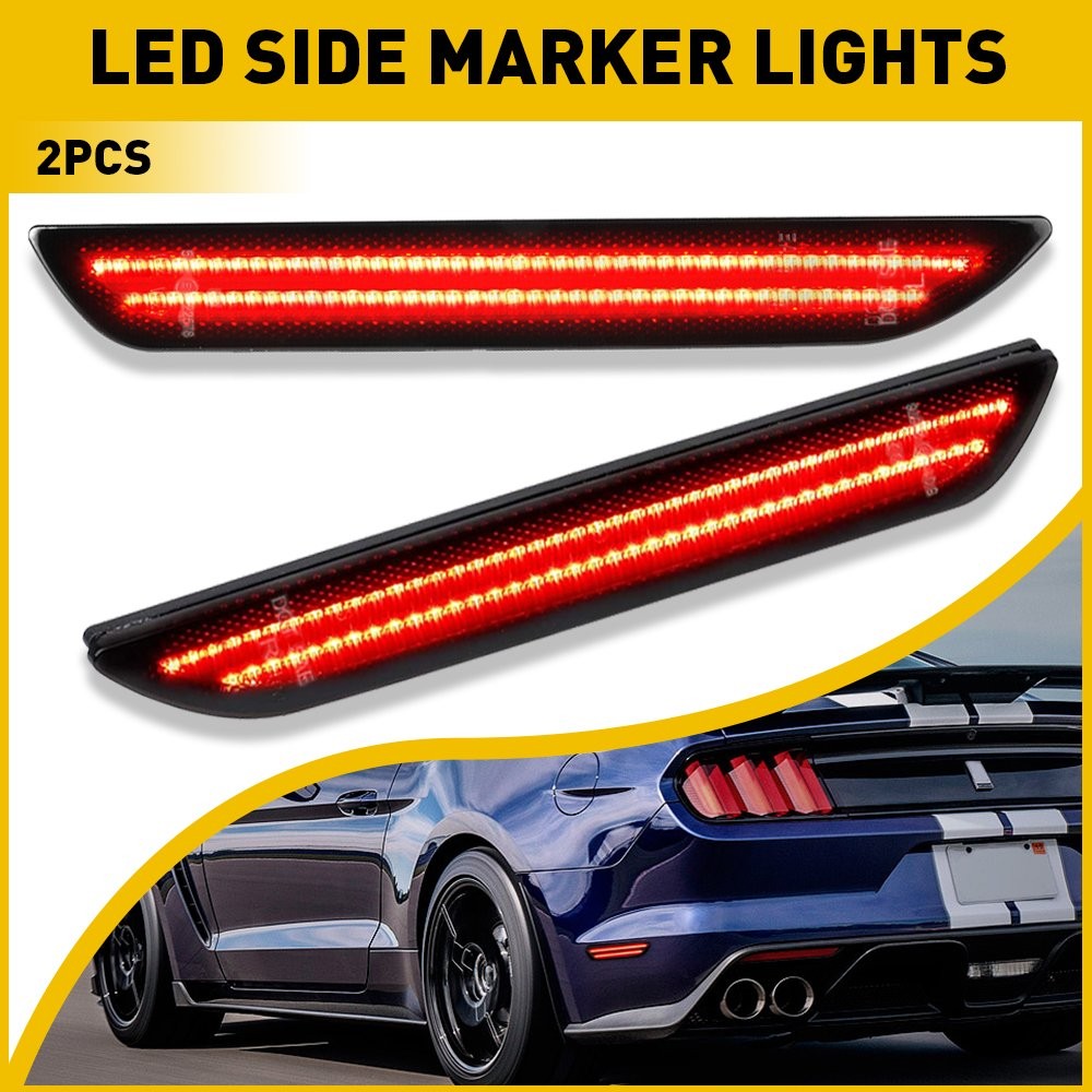 2-20 Smoke Lens LED Side Marker Signal Red Light For 2015-2022 Ford Mustang Rear