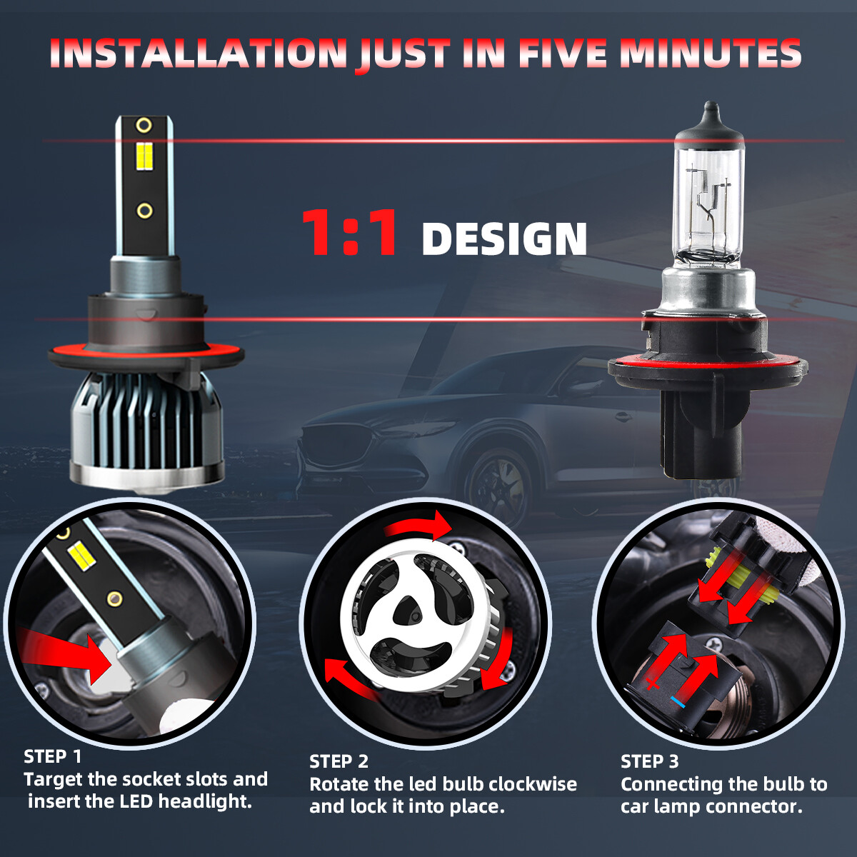 For Dodge Nitro 2007-2009 LED Headlight High/Low Fog Light Bulbs 6000k 4PCS