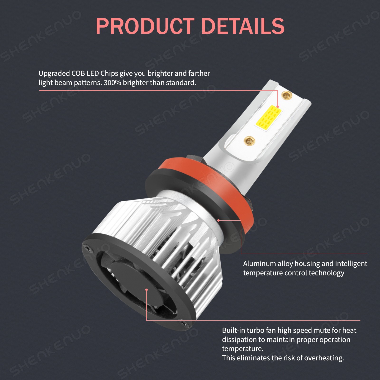 H7 H11 LED Headlights Combo High Low Beam Kits 4Pcs 36W 6000K Super Bright White