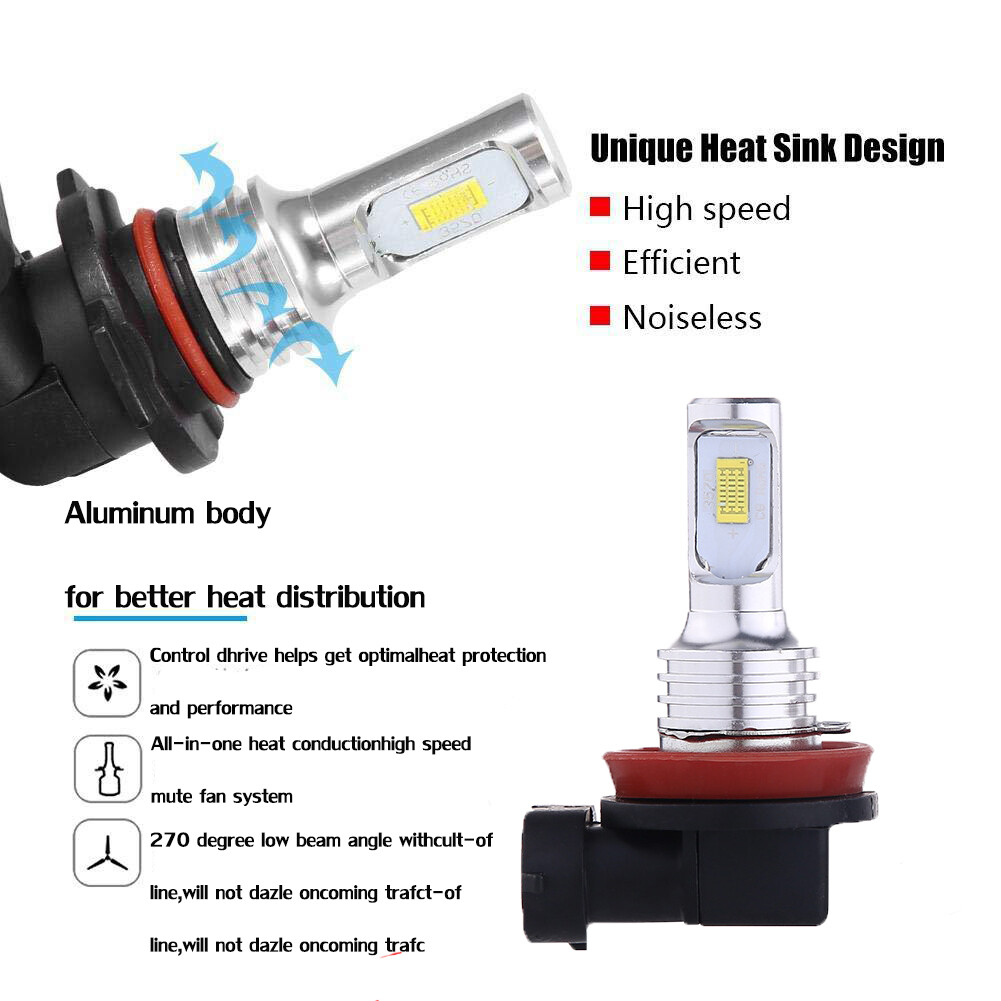 H11 LED Headlight Super Bright Bulbs Kit White 6000K 330000LM High/Low Beam