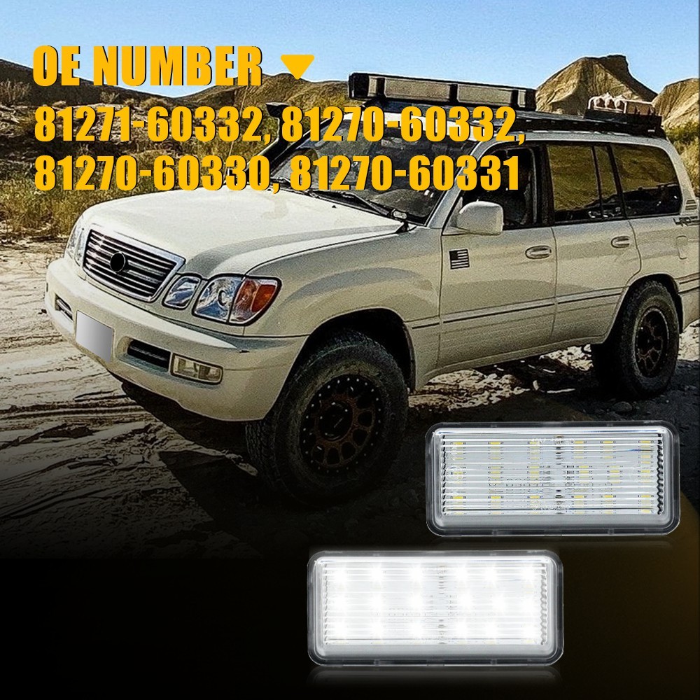 For Lexus LX470 1998-2007 Rear License Plate Lights Clear White Tail Tag Light