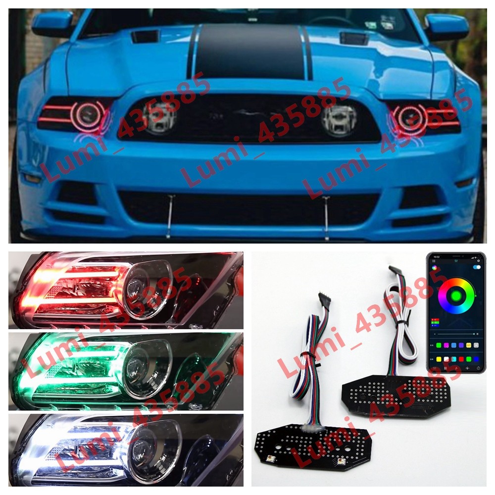 RGBW LED DRL Boards For Ford Mustang 2013-2014 Bluetooth Headlight Retrofit DIY