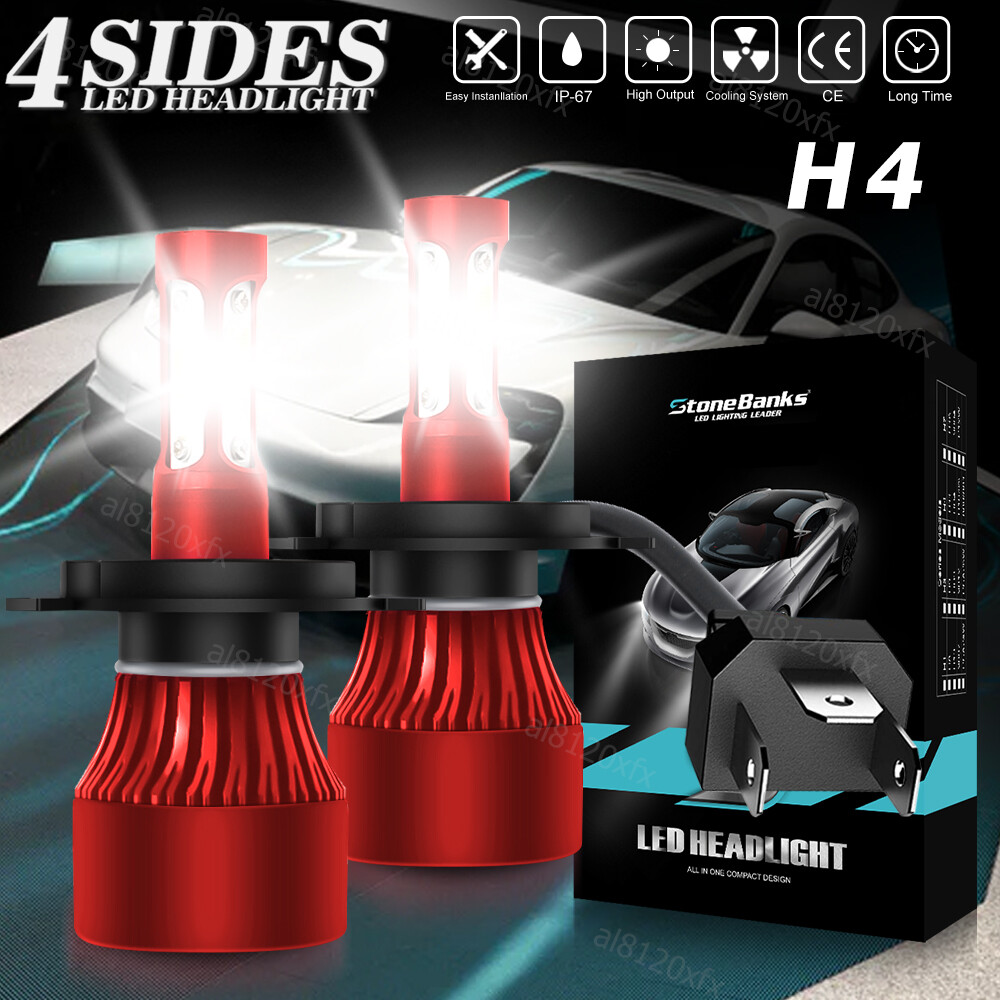 Pair 9003/H4 LED Headlight Bulbs Kit High/Low Beam 6500K Bright White