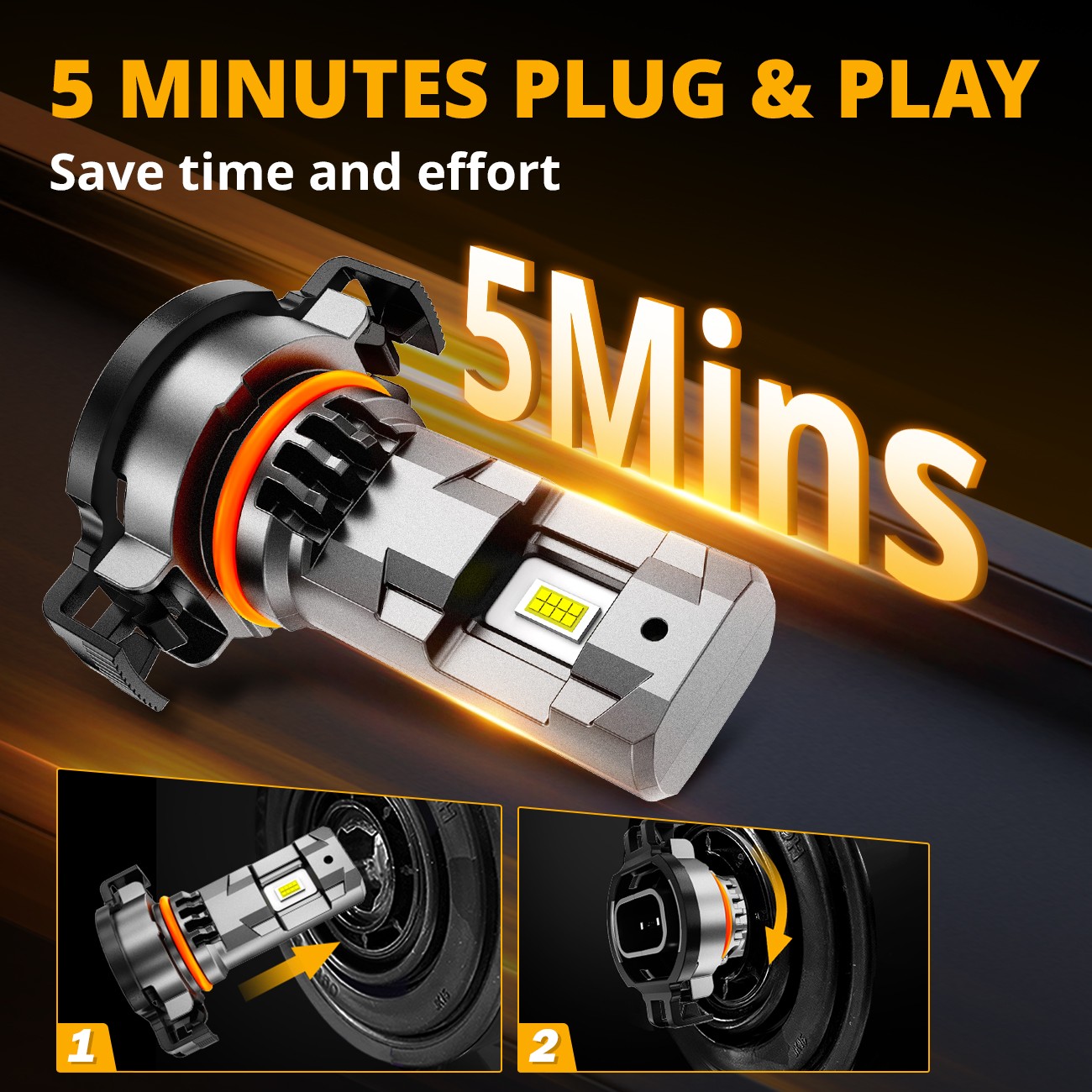 AUXBEAM LED H16 5202 Fog Light Bulb White 6500K High Power Lamps Fanless 25000LM