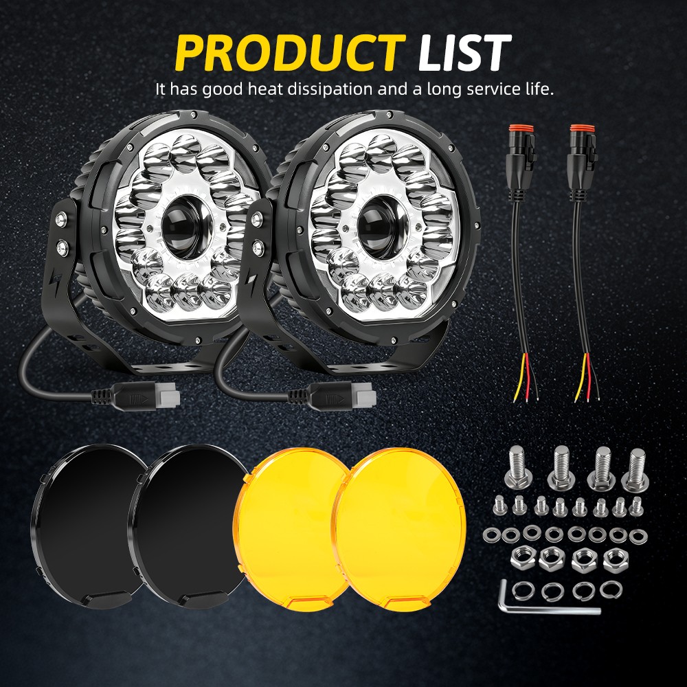 AUXBEAM 7 inch 360-PRO LED Work Light Bar Combo Fog Lamp Offroad Driving+Covers
