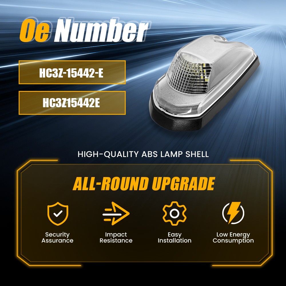 1-10 Set Cab Roof Marker Lamps White LED Clear For 2017-22 Ford F-350 Super Duty