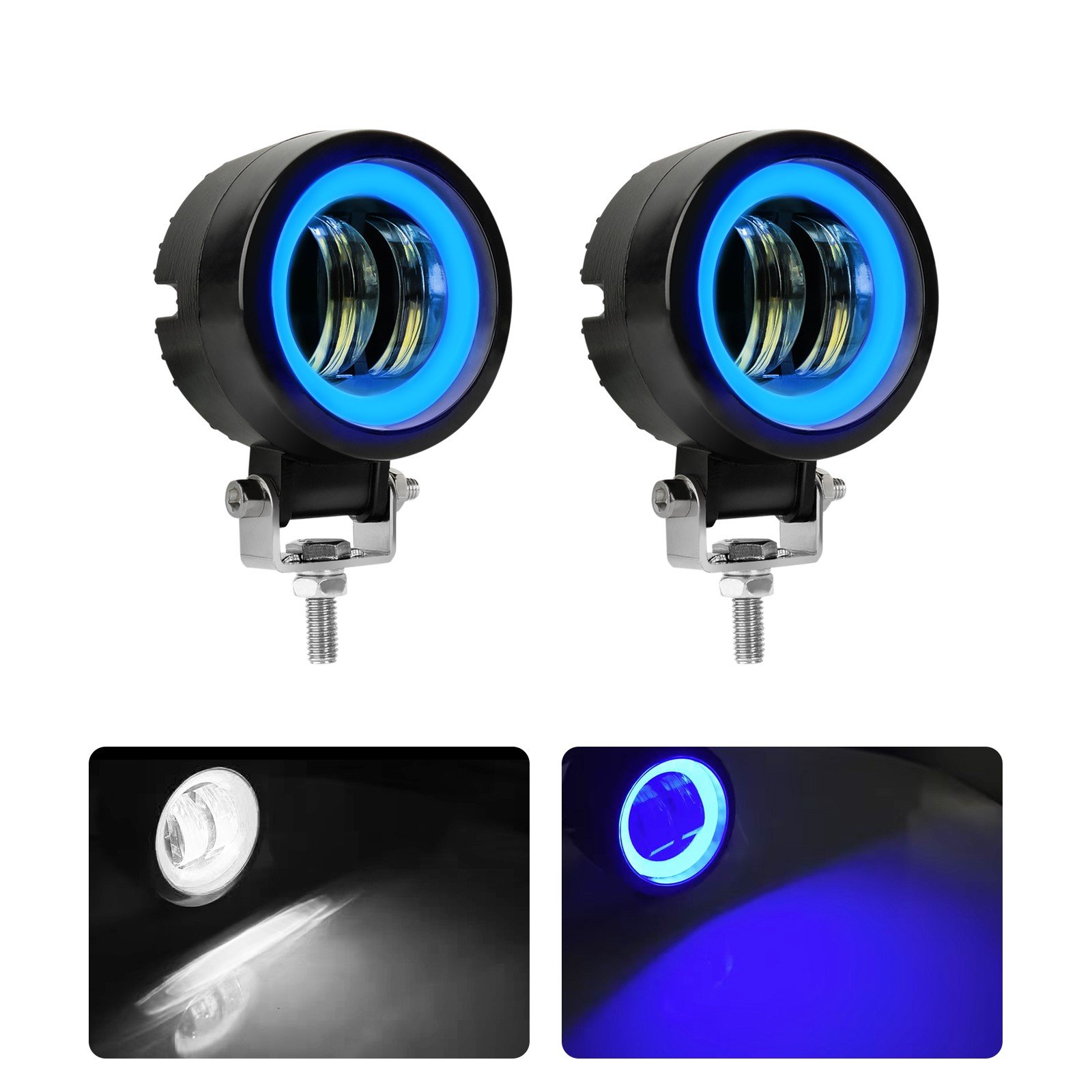 3 inch Round LED Work Light Bar Spot Pods Halo Lamp Fog Driving Offroad ATV 4WD