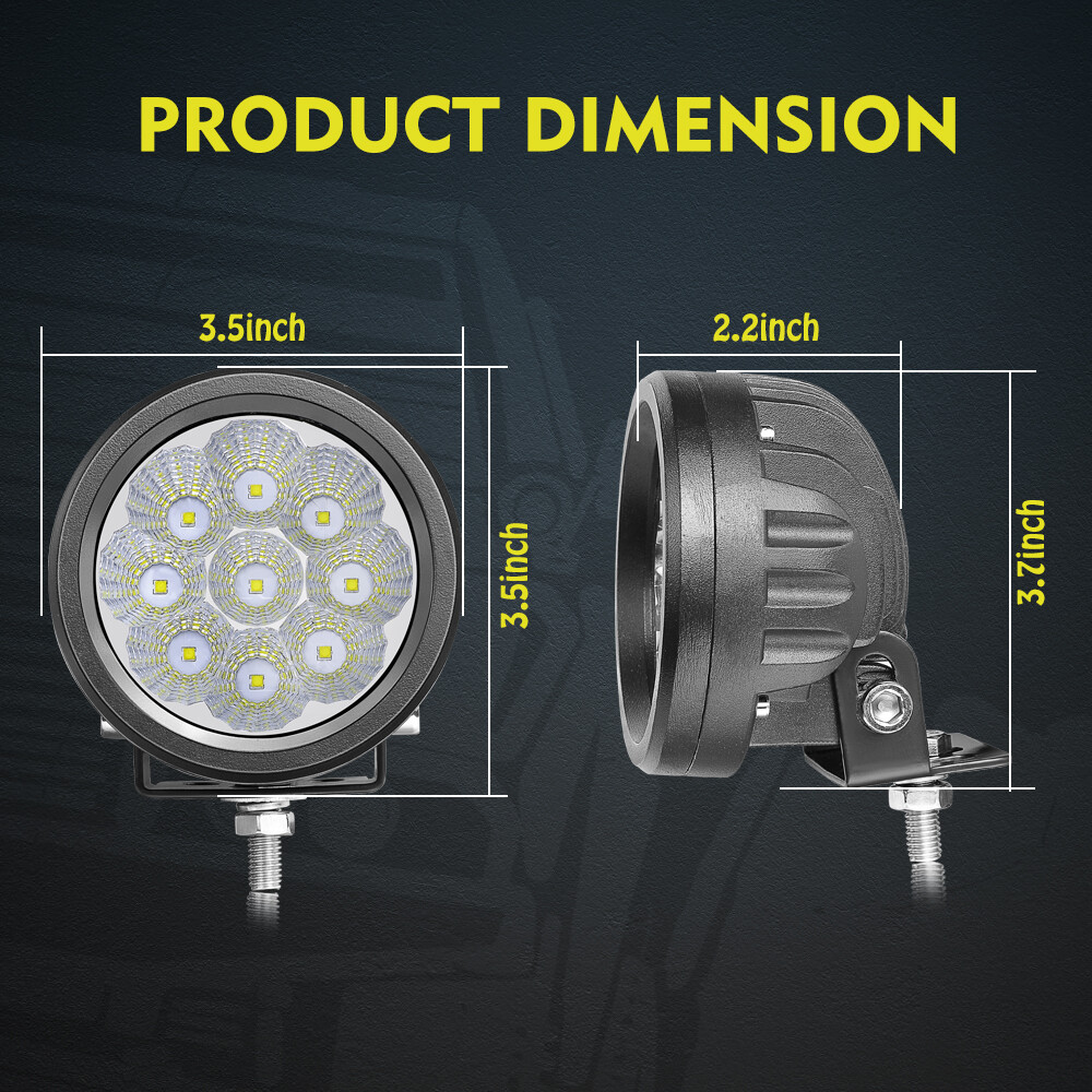 4x 4″ 90W Round LED OffRoad Driving Spot Lights Pods White & Yellow 4WD ATV 3.5″