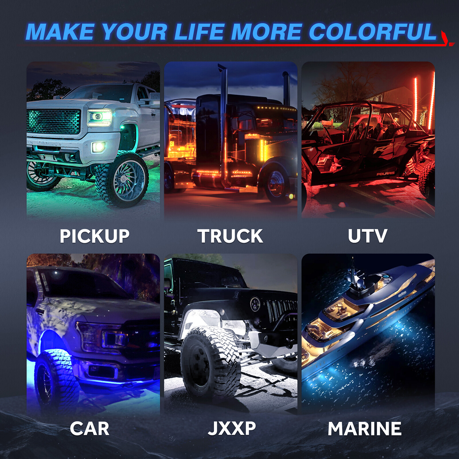 MICTUNING 16 Pods Q1 RGBW LED Rock Lights,Multicolor Underglow Remote Controller