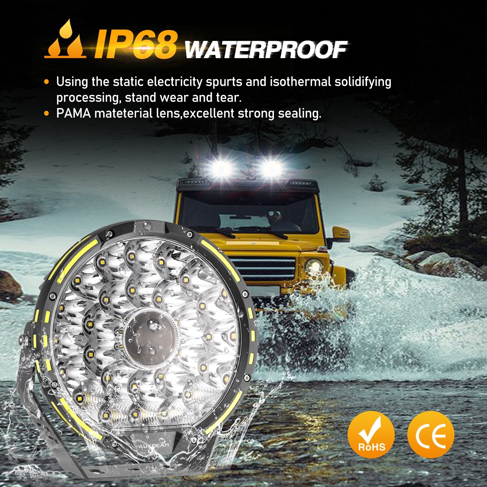 AUXBEAM 9″INCH 360-PRO Round 720W LED Work Light Bar Offroad Driving Fog Lamps