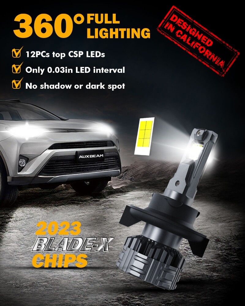 AUXBEAM Canbus 9008 H13 LED Headlight 110W 24000LM Hi/Lo Beam 6500K Super Bright