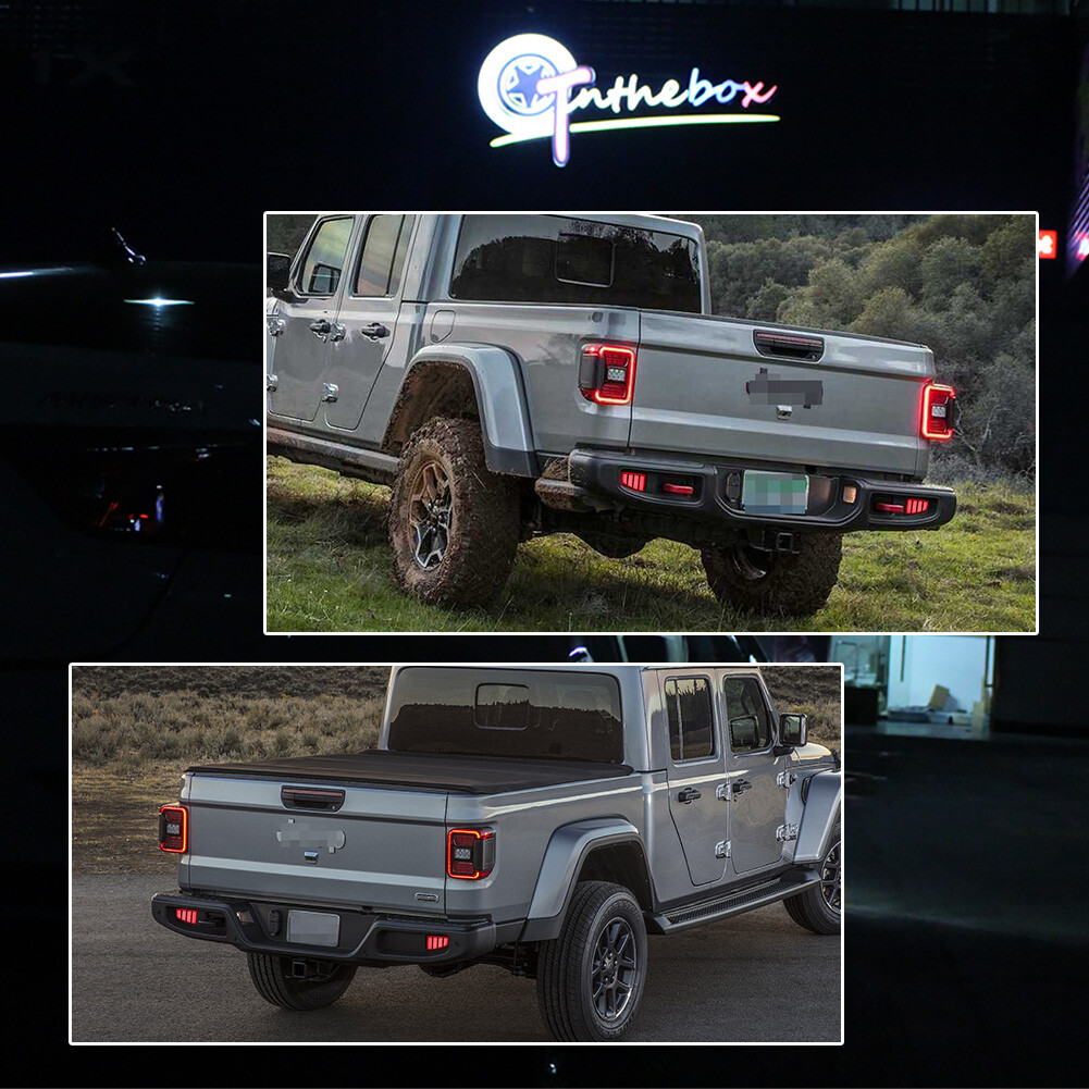 Smoked Bumper Reflector LED Tail/Brake Sequential Signal For Jeep Gladiator JT
