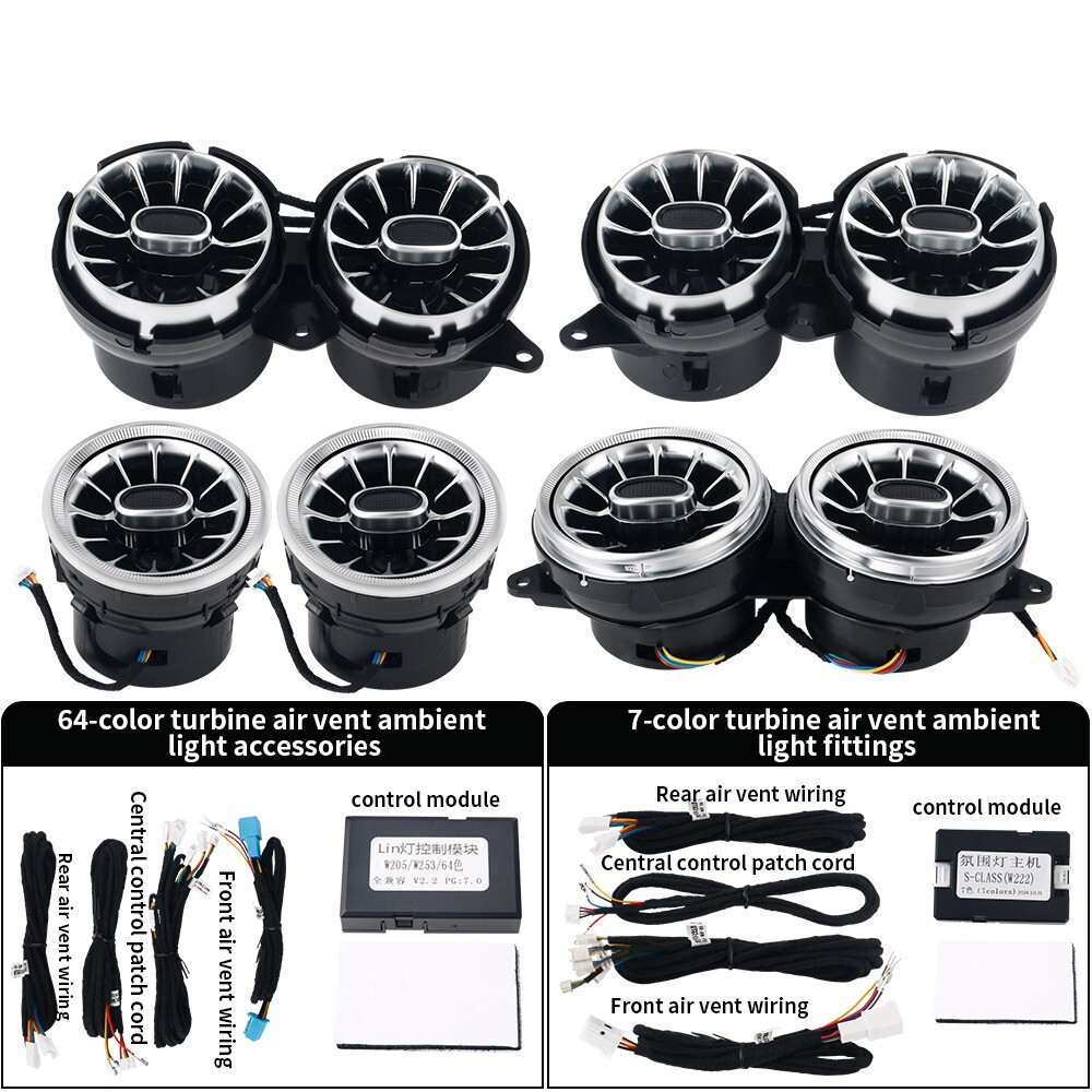 64 Colors Front Rear Air Vent LED Ambient Light For Mercedes Benz S-Class W222