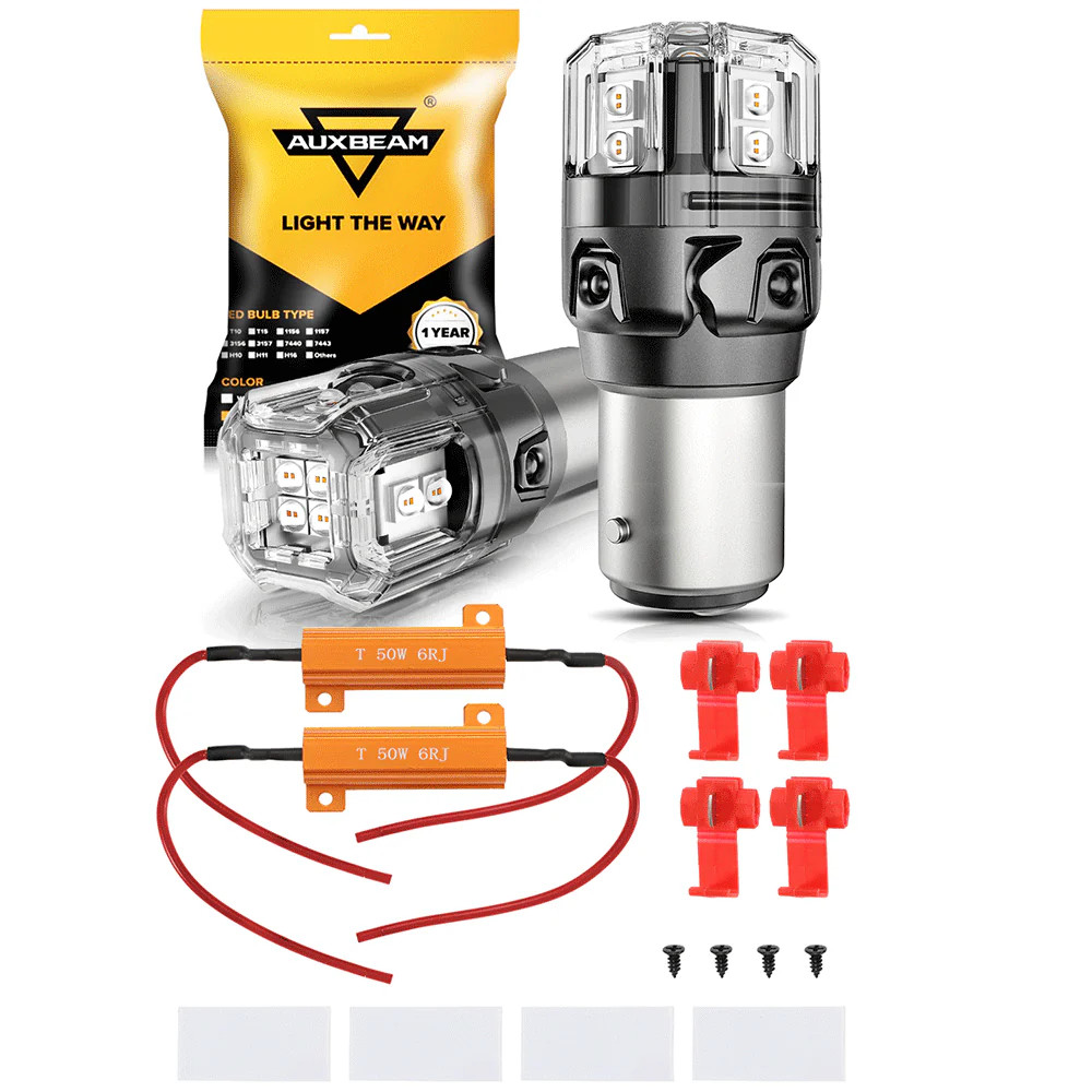 AUXBEAM 1157 BAY15D LED Front Turn Signal Parking DRL Light Bulbs Error Free 2X