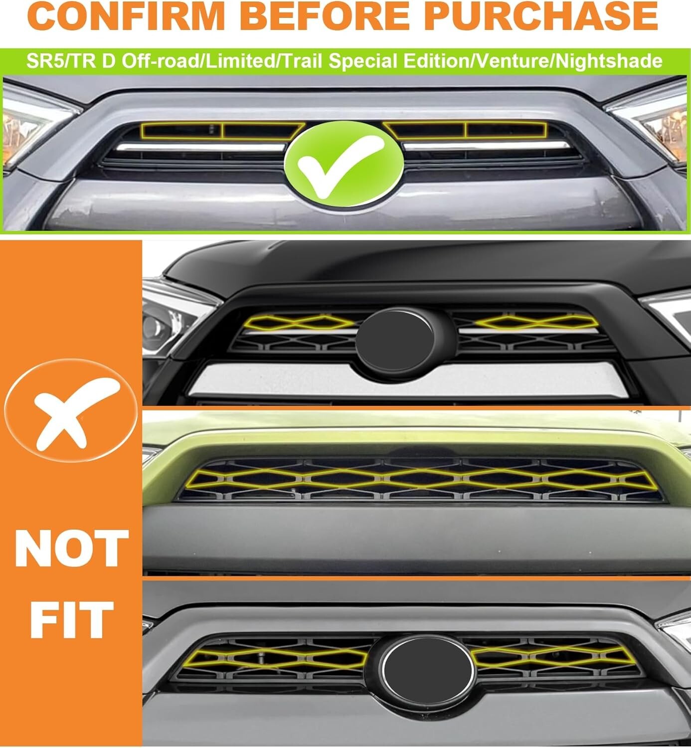 LED Front Grill Grille Light for Toyota 4Runner 2020-2024 Raptor Lights (Yellow)