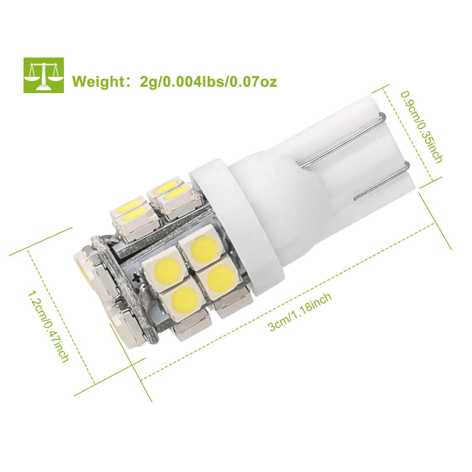 10Pcs T10 LED Light Bulb Wedge Base Interior Dome Map License LED Lights 6000K