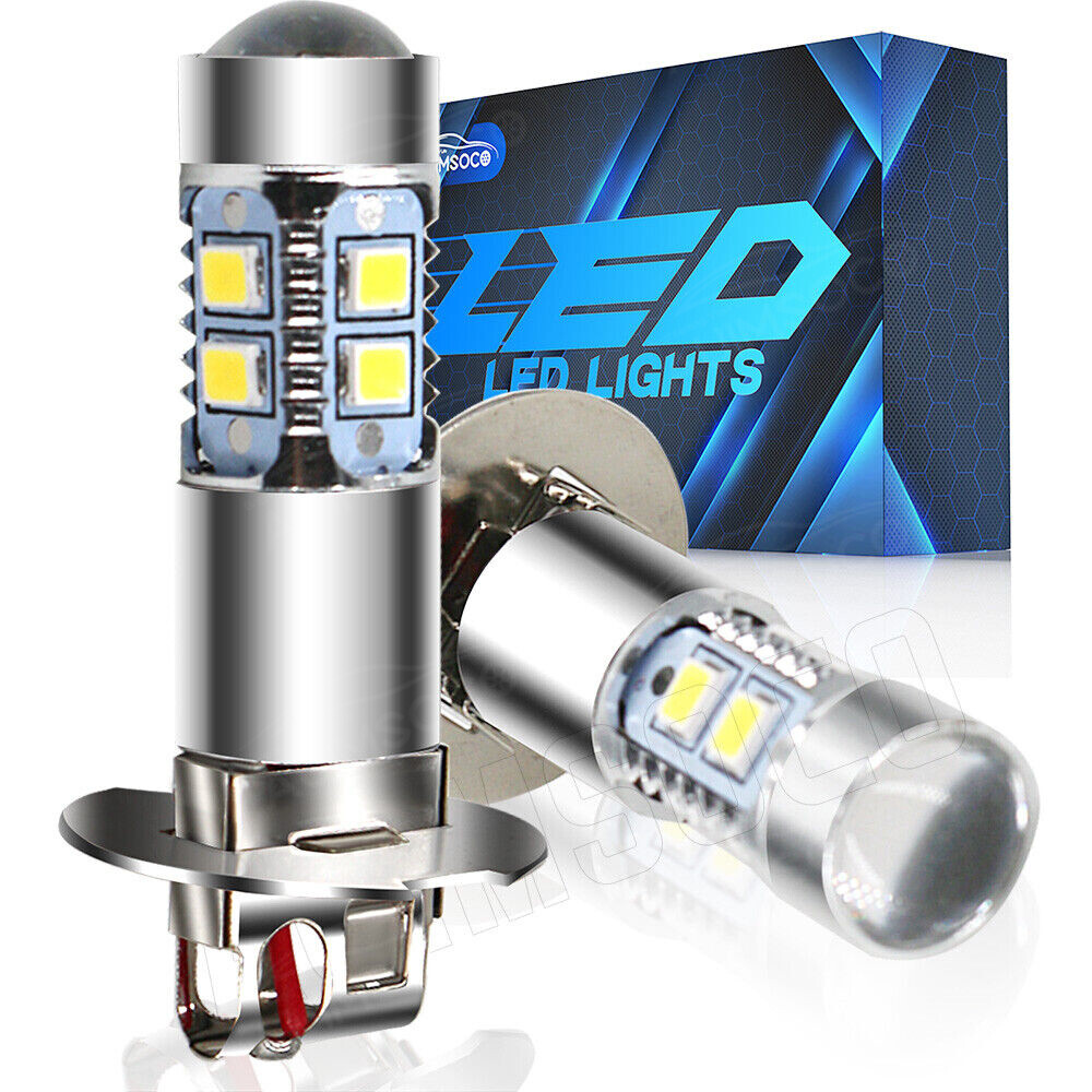 2Pcs H3 LED Fog Light Bulb Conversion Kit Super Bright White DRL Lamp 6000K 200W