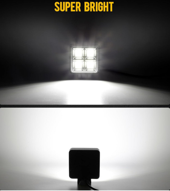 4Inch 48W Square LED Work Light 12V-24V Pods Flood Spot Lamp SUV Truck Off Road