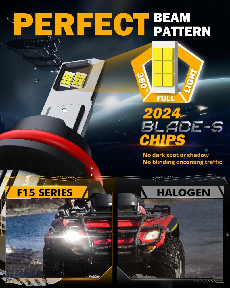 AUXBEAM F15 9007 LED Headlight Bulbs Hi/Lo Beam 90W 20000LM 6500K Super Bright