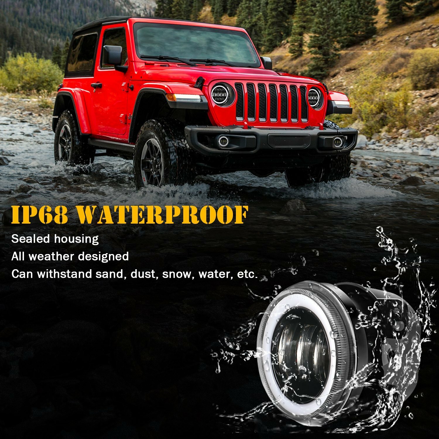 4Inch RGB LED Fog Lights Projector Halo Ring For Jeep Wrangler JK/JL/JT Dodge