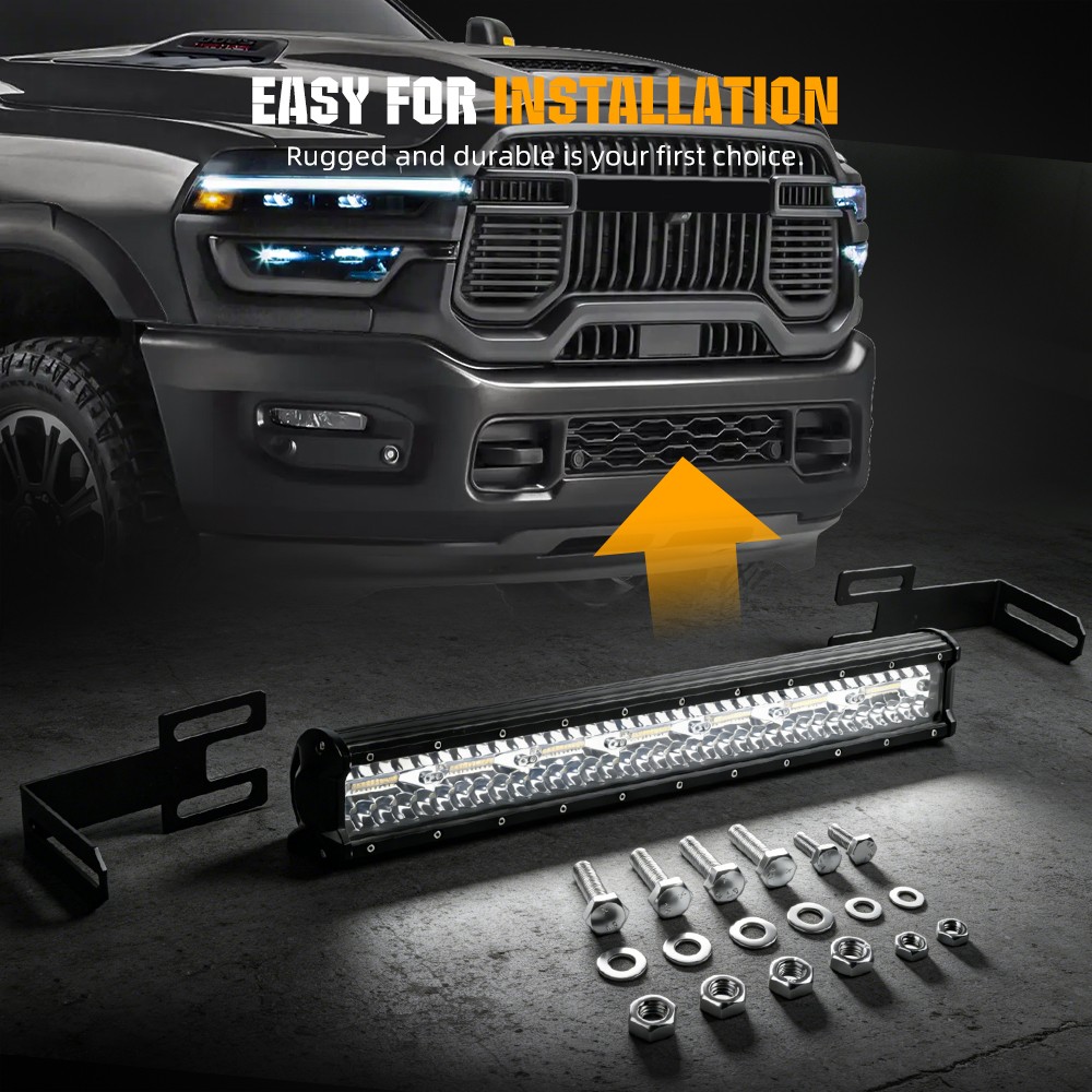 720W 30-31″ LED Light Bar w/ Lower Bumper Bracket Wiring For 03-18 RAM 2500 3500