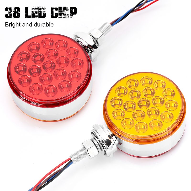 2X Amber/Red LED Dual Face Marker Lights Turn Signal Fender Semi Truck Trailer