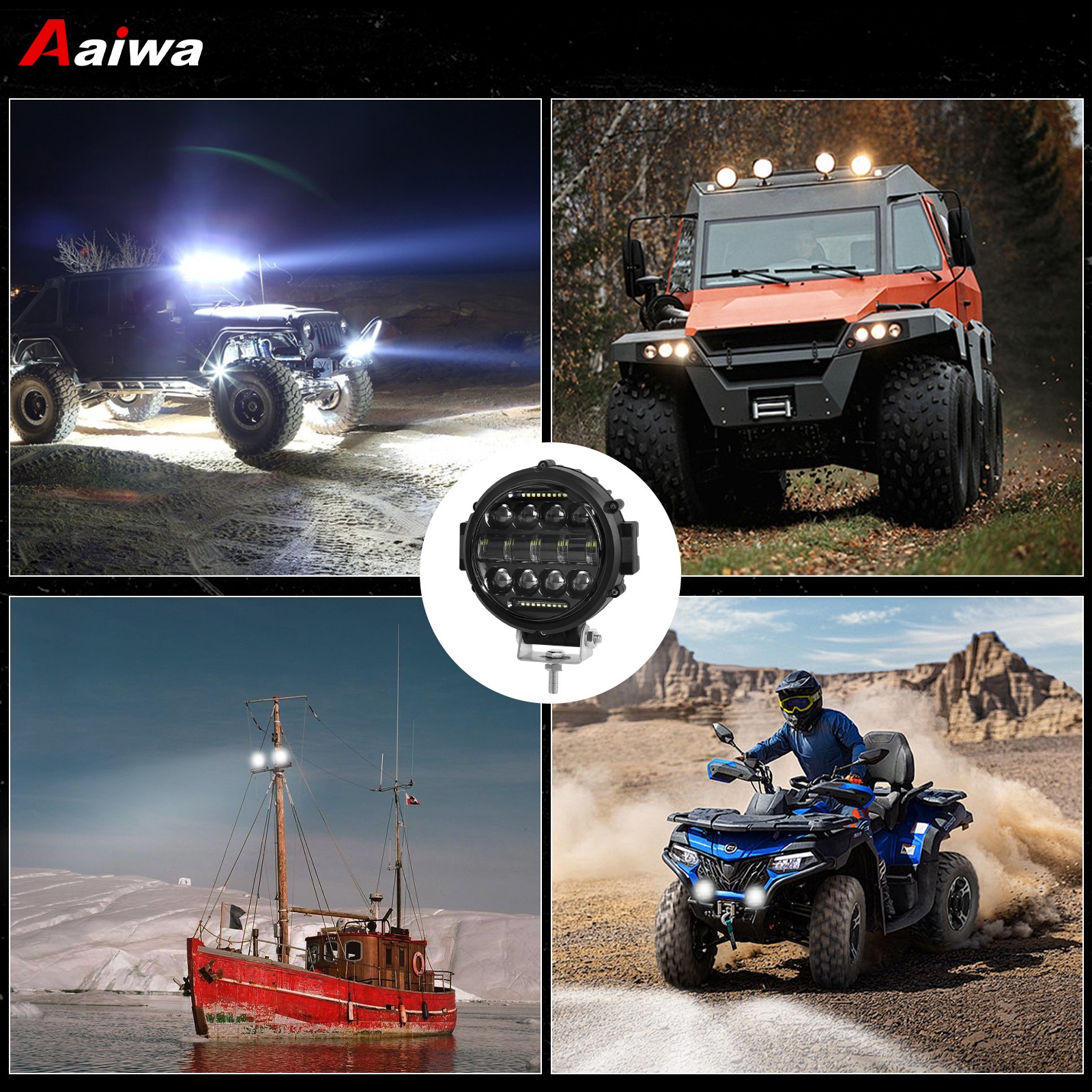 7″ Inch Round LED Work Light Bar Offroad Fog Driving Lamp Truck ATV UTV DRL Pods