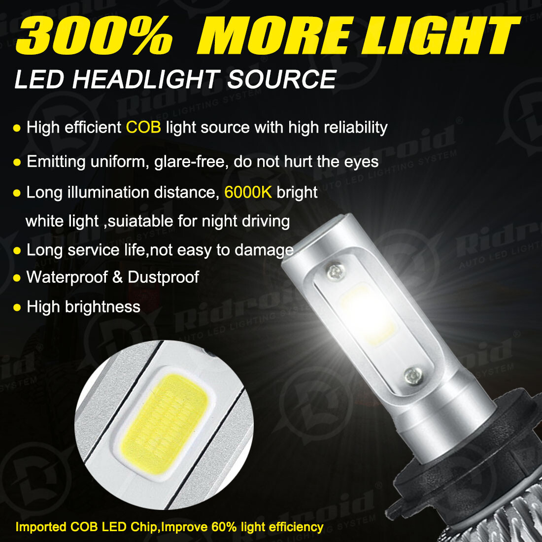 For VW Jetta Passat Golf H7+H7 LED Headlight Bulb Kit High Low Beam 600W 60000LM