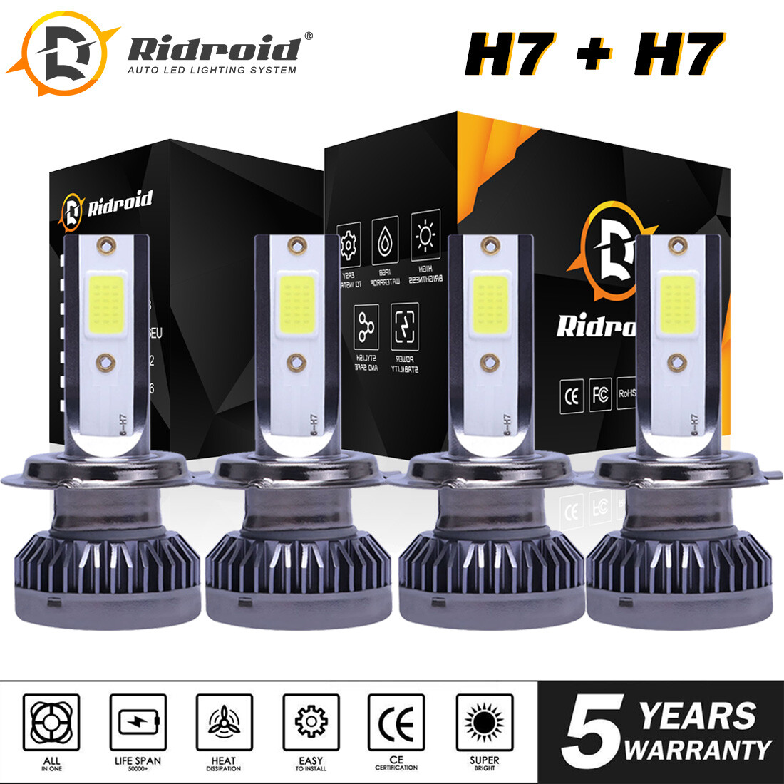 Mini H7 + H7 Combo LED Headlight Kit Bulb High Low Beam 160W 26000LM 6000K White