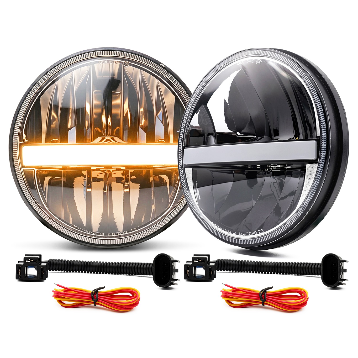 2X LED 7″ Round Headlights High Low Beam Aluminum Housing